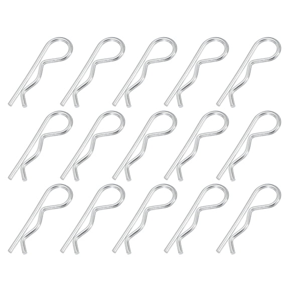 M2 x 40 mm Cotter Pin Assortment Kit, 15 Pcs Heavy Duty R Clips Hardware Hitch Pin for Trailer Locking, Silver Tone