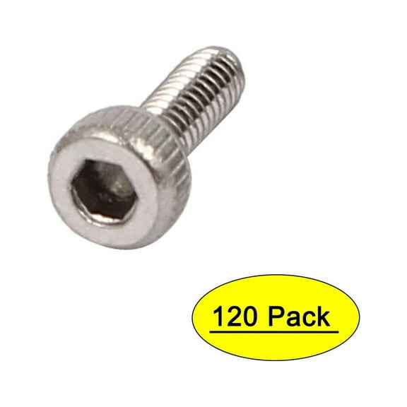 M2 x 6mm 0.4mm Pitch 304 Stainless Steel Hex Socket Head Cap Screw DIN912 120pcs