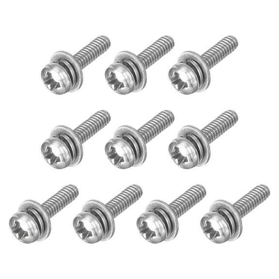 M2 x 8mm 304 Stainless Steel Phillips Pan Head Machine Screws Bolts Combine with Spring Washer and Plain Washers 10Pack