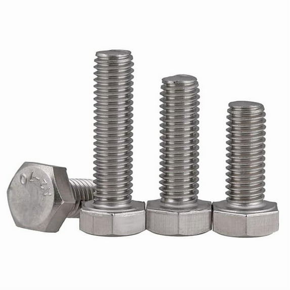 M20-2.5 x 70mm Hex Head Cap Screws, Stainless Steel A2, Plain Finish (Quantity: 10 pcs) - Coarse Thread Metric, Fully Threaded, Length: 70mm Metric, Thread Size: M20 Metric