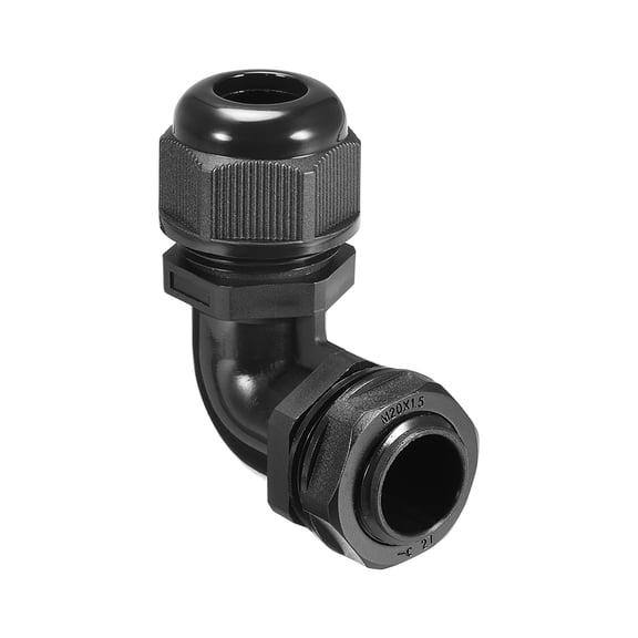 M20 Cable Gland , 90 Degree Waterproof IP68 Nylon Joint Adjustable Locknut for 9mm-14mm Dia Cable