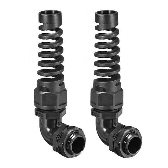 M20 Cable Gland 90 Degree Waterproof Nylon Joint Adjustable Locknut with Strain Relief for 6mm-11mm Dia Cable , 2 Pcs