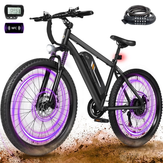 ESKUTE M200 Electric Bike for Adults, 21-Speed Gear 27.5" Mountain Ebike, 750W Motor 20MPH, 48V 10.4Ah Removable Battery, Step Over E-Bicycle, with NFC Unlock, Black with Lock, UL2849
