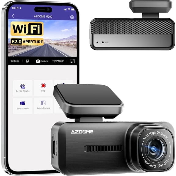 M200 Mini Dash Cam WiFi Dashcam, 1080P Front Dash Camera for Cars, Hidden Car Camera with 24H Parking Mode G-Sensor Night Vision, APP, Loop Recording, Support 128GB Max, Easy to Install