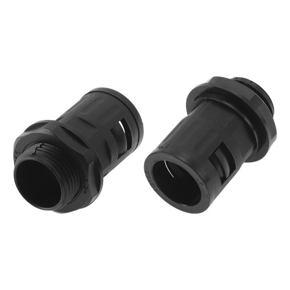 M20x1.5 Cable Glands 15.8mm / 0.62" Bellows Quick Connector Straight PA6 Nylon Black 2 Pcs