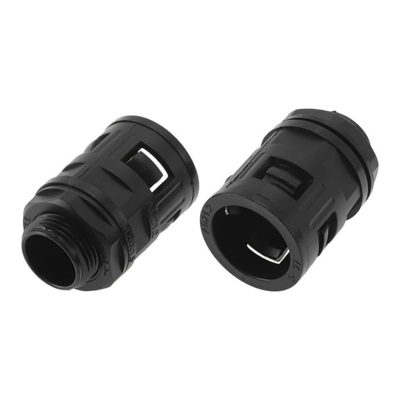 M20x1.5 Cable Glands 21.2mm / 0.83" Bellows Quick Connector Straight PA6 Nylon Black 2 Pcs
