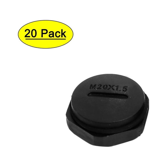 M20x1.5mm Nylon Male Threaded Cable Gland Screw End Cap Cover Black 20pcs