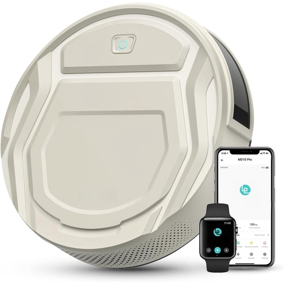 M210 Pro Robot Vacuum, 4000Pa Suction, 200 Min Runtime, Super Slim Thin, Low Noise, Self-, /App/Alexa Control, Ideal for & Hard Floors
