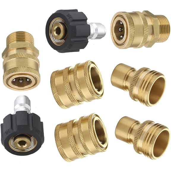 M22 3/8" Quick Fit for Barrel Lance, 3/4" Quick Release, 8-Piece Set for Pressure Washer Accessories High Pressure Hose Connector Kit Rawiri