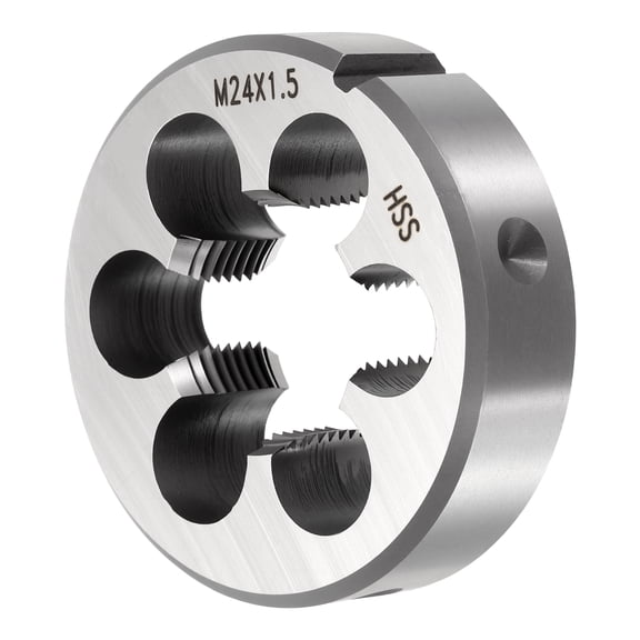 M24 x 1.5mm Round Threading Die, Right Hand High-Speed Steel Machine Thread Threading Die, Non-Adjustable Thread Repair Tool for Stainless Steel, Alloy Metal - 1 Pack