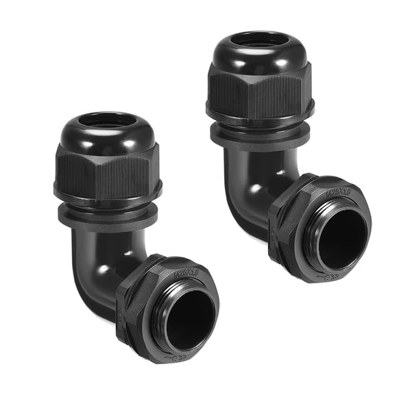 M25 Cable Gland , 90 Degree Waterproof IP68 Nylon Joint Adjustable Locknut for 10mm-16mm Dia Cable Wire , 2Pcs