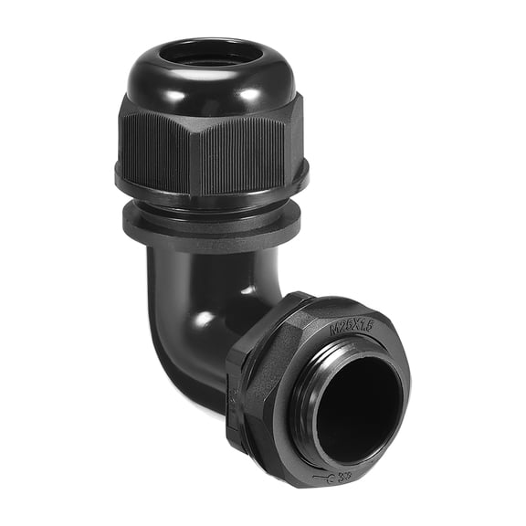 M25 Cable Gland , 90 Degree Waterproof IP68 Nylon Joint Adjustable Locknut for 10mm-16mm Dia Cable