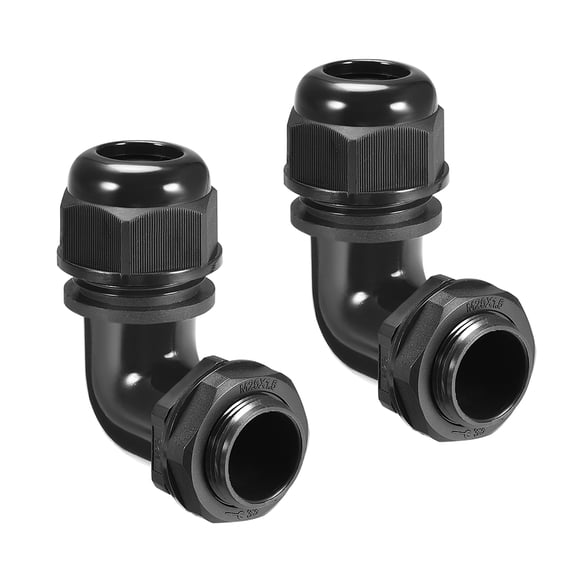 M25 Cable Gland , 90 Degree Waterproof IP68 Nylon Joint Adjustable Locknut for 6mm-10mm Dia Cable Wire , 2Pcs