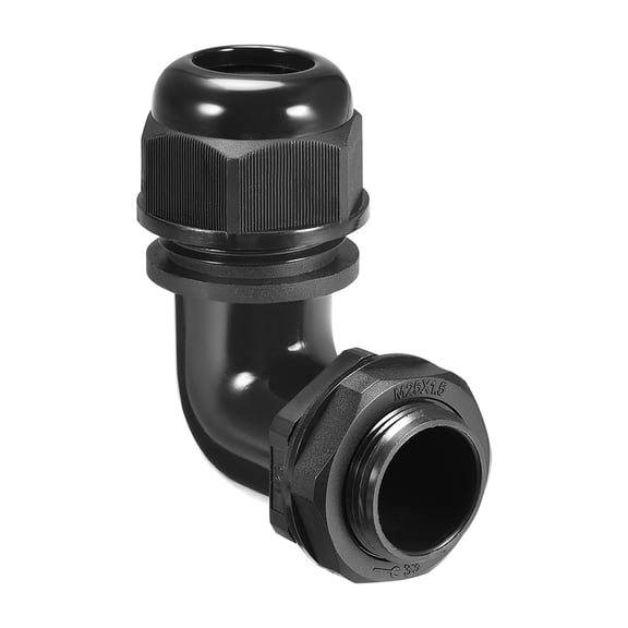 M25 Cable Gland , 90 Degree Waterproof IP68 Nylon Joint Adjustable Locknut for 6mm-10mm Dia Cable