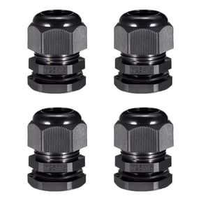 M25 Cable Gland Waterproof Plastic Joint Adjustable Locknut Black for 12mm-15mm Dia Cable Wire 4Pcs