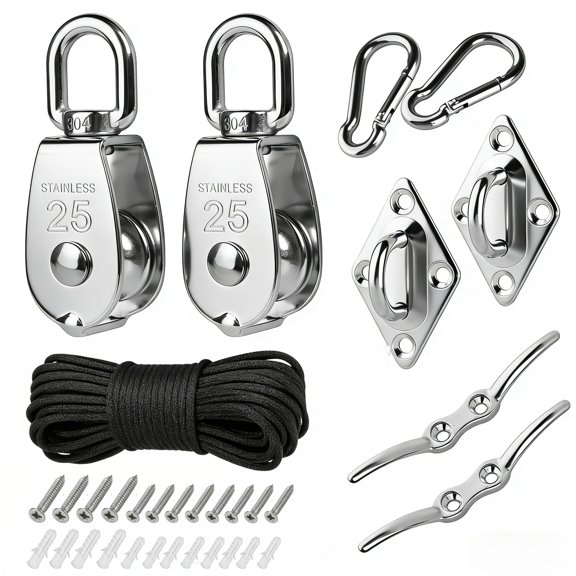 M25 Stainless Steel Block And Tackle Pulley System Kit