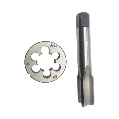 M25 X 1.5 Tap and Die Set RH Right Hand Threading Tool Machine M25x1.5 Tap Die Set Hand Tool, M25X1.5 Thread Tap and Round Die HSS RH$$Tools
