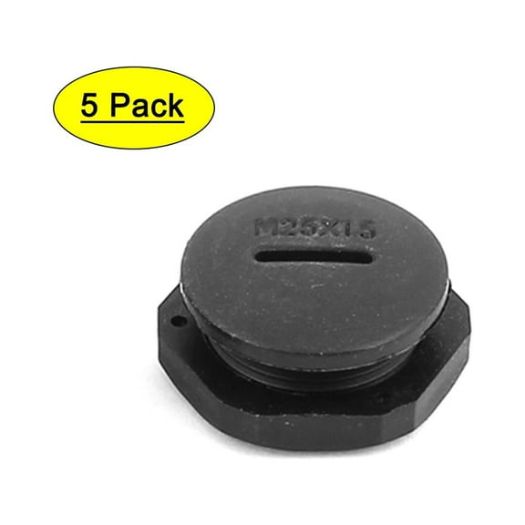 M25 x 1.5cm Plastic Round Head Pipe Plug Adapter Black 5Pcs