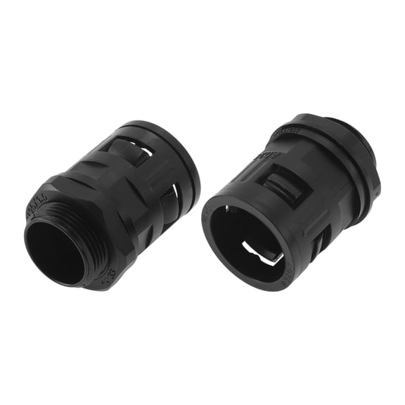 M25x1.5 Cable Glands 25mm / 0.98" Bellows Quick Connector Straight PA6 Nylon Black 2 Pcs
