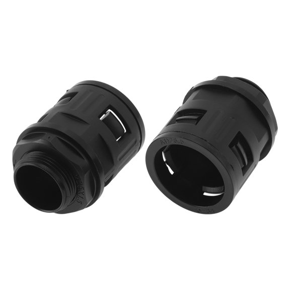 M25x1.5 Cable Glands 28.5mm / 1.12" Bellows Quick Connector Straight PA6 Nylon Black 2 Pcs