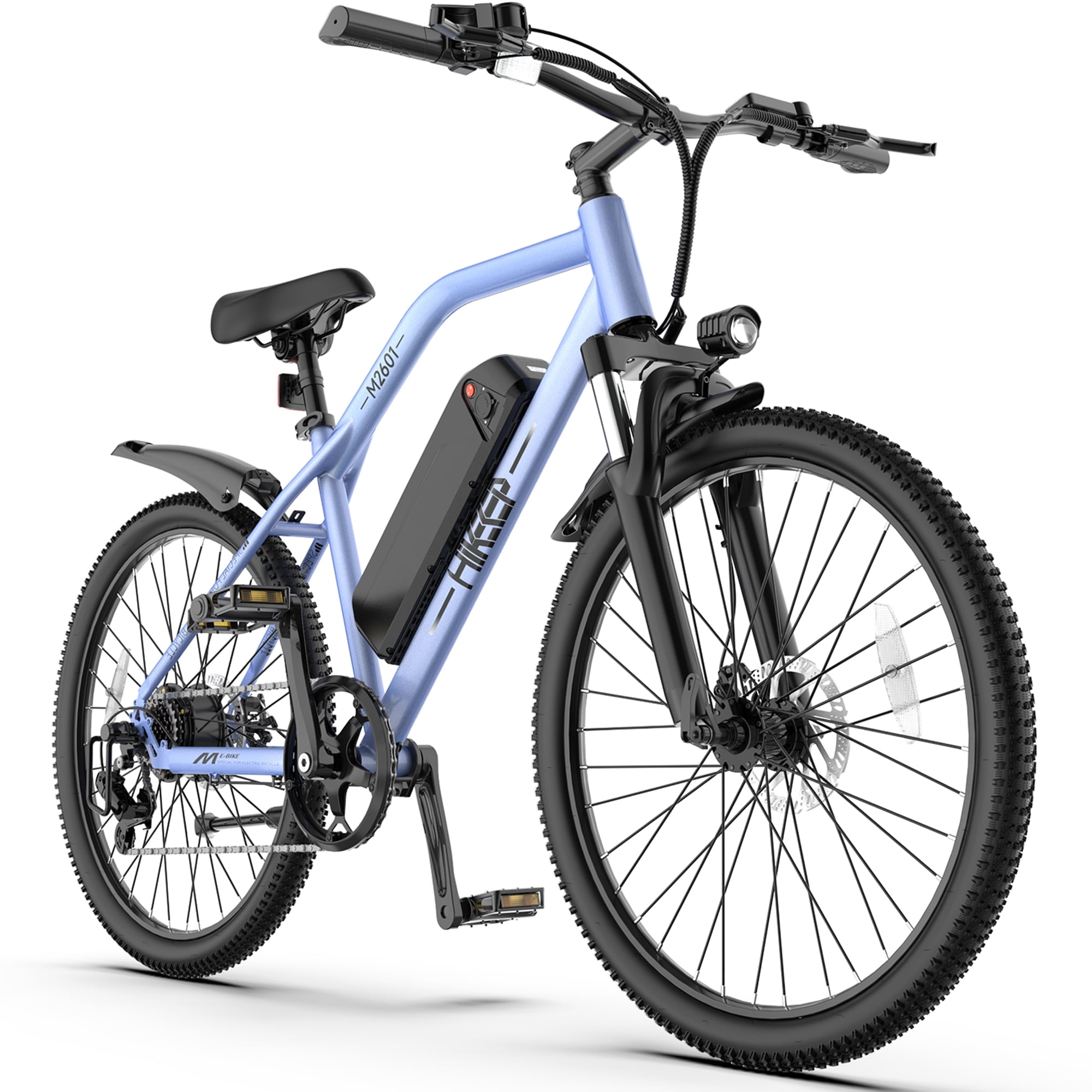 M2601 26" Electric Bike for Adults, 750W Peak Motor 48V Removable Battery Ebike, 7-Speed, Shock Absorption, 35 Miles Range, 20MPH Max Speed, Dual Disc Brakes, Blue