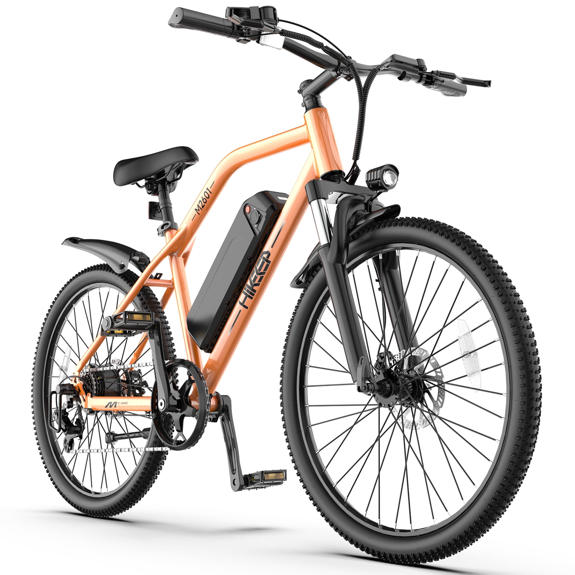 M2601 26" Electric Bike for Adults, 750W Peak Motor 48V Removable Battery Ebike, 7-Speed, Shock Absorption, 35 Miles Range, 20MPH Max Speed, Dual Disc Brakes, Orange