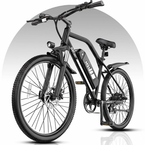 M2601 26" Electric Bike for Adults, 750W Peak Motor 48V Removable Battery Ebike, 7-Speed, Shock Absorption, 35 Miles Range, 20MPH Max Speed, Dual Disc Brakes, White