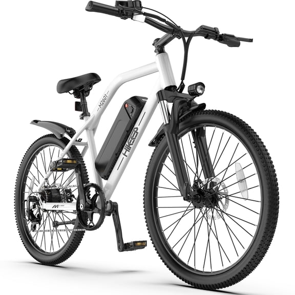M2601 26" Electric Bike for Adults, 750W Peak Motor 48V Removable Battery Ebike, 7-Speed, Shock Absorption, 35 Miles Range, 20MPH Max Speed, Dual Disc Brakes, White