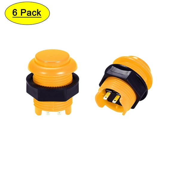M28 Mounting Hole Momentary Game Push Button Switch Round for Arcade Video Games Yellow 6pcs
