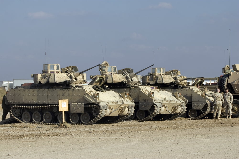 M2M3 Bradley Fighting Vehicle Canvas Art - Terry MooreStocktrek Images (35 x 23)