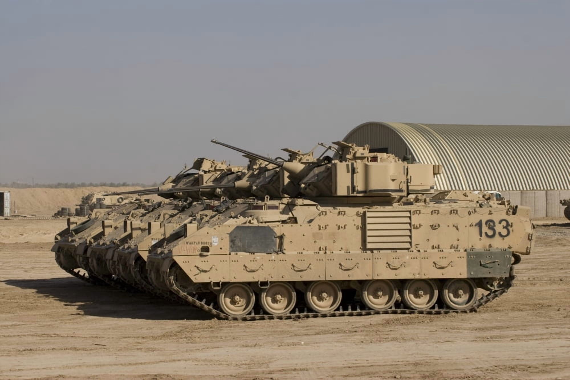 M2M3 Bradley Fighting Vehicles Canvas Art - Terry MooreStocktrek Images (18 x 12)