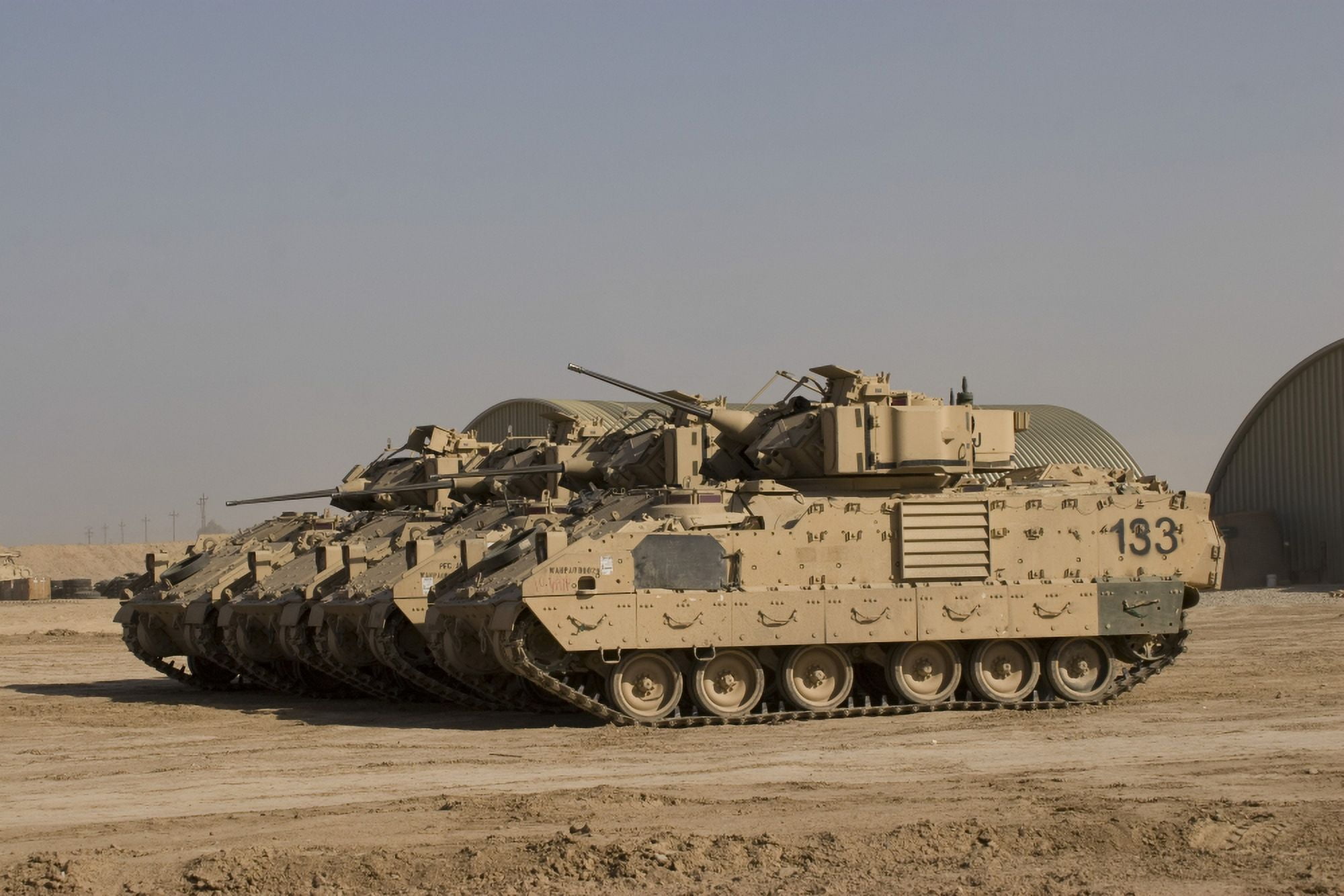 M2M3 Bradley Fighting Vehicles Canvas Art - Terry MooreStocktrek Images (35 x 23)