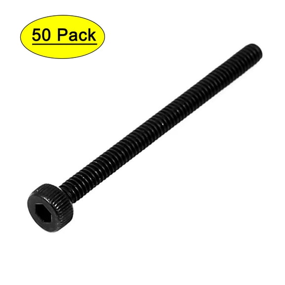 M2x25mm Alloy Steel Hex Socket Head Knurled Cap Screw Bolt Black 50pcs