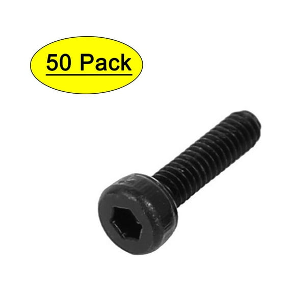 M2x8mm Alloy Steel Hex Socket Head Knurled Cap Screw Bolt Black 50pcs