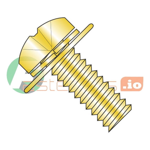 M3-0.5 x 14 mm SEMS Screws / Double Washer / Phillips / Pan JIS-B1-188 Head / Steel / Zinc Yellow / Split Lockwasher & Flat Washer / 7mm Flat Washer OD (Quantity: 3,000 pcs)