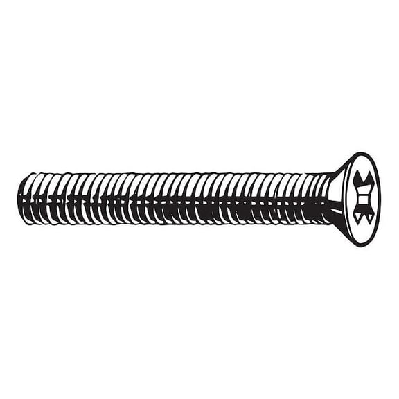 M3-0.50 x 10 mm Phillips Flat Machine Screw, Zinc Plated Steel, 100 PK