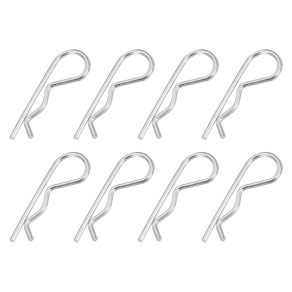 M3.5 x 75 mm Cotter Pin Assortment Kit, 8 Pcs Heavy Duty R Clips Hardware Hitch Pin for Trailer Locking, Silver Tone