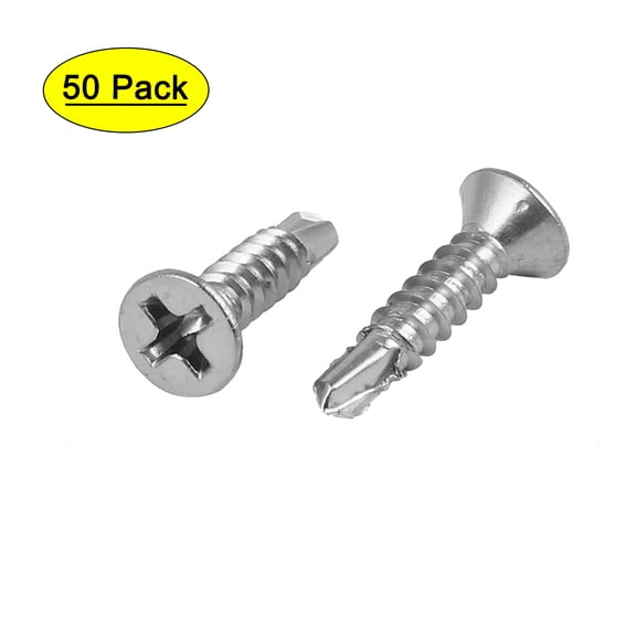 M3.5x16mm #6-20 Stainless Steel Self Drilling Flat Head Screws 50 Pcs