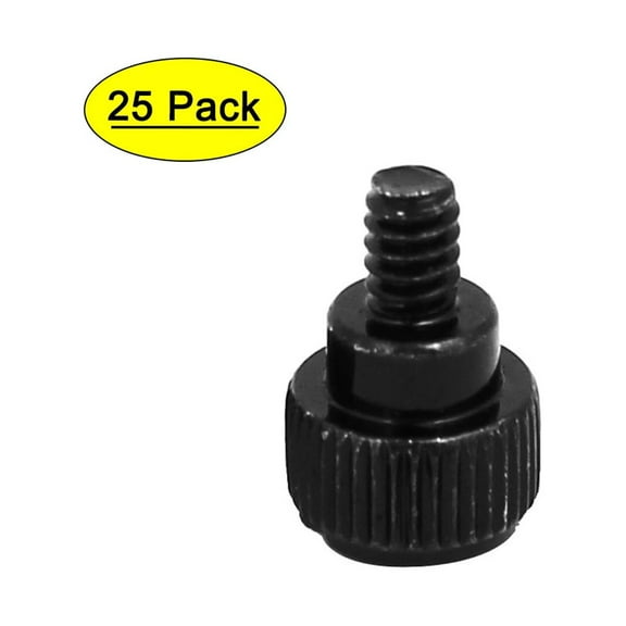 M3.5x5mm Male Thread Metal Computer Desktop PC Case Thumb Screws Black 25pcs