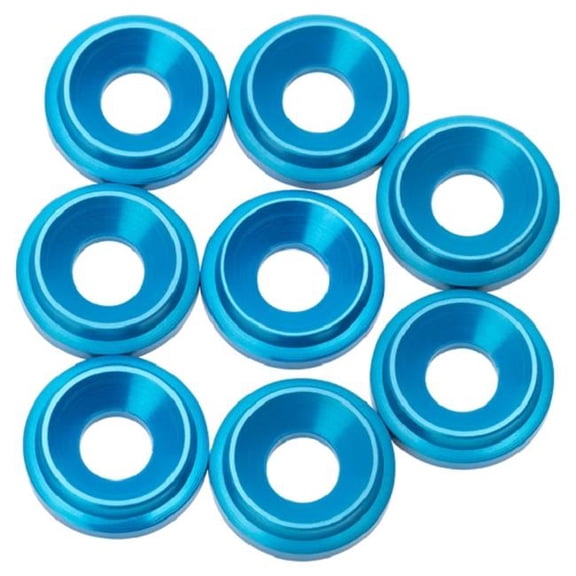 M3 7075 LowPro Countersunk Washers, Bright Blue - 8 Piece