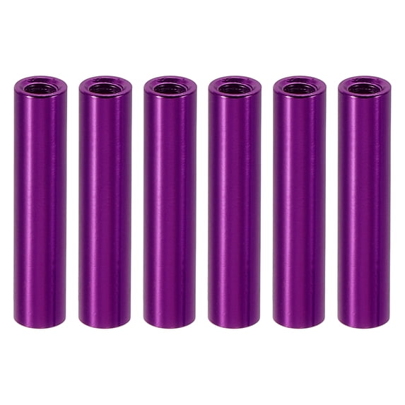 M3 Aluminum Spacers, 12 Pcs Metal Spacer Aluminum 3mm ID x 5mm OD x 22mm L Threaded Spacer Screw Standoff, Purple