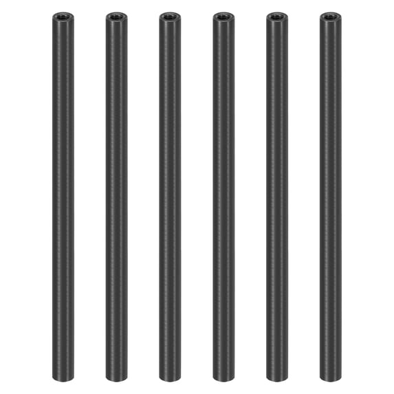 M3 Aluminum Spacers, 6 Pcs Metal Spacer Aluminum 3mm IDx5mm ODx100mm L Threaded Spacer for RC Car Drones, Black