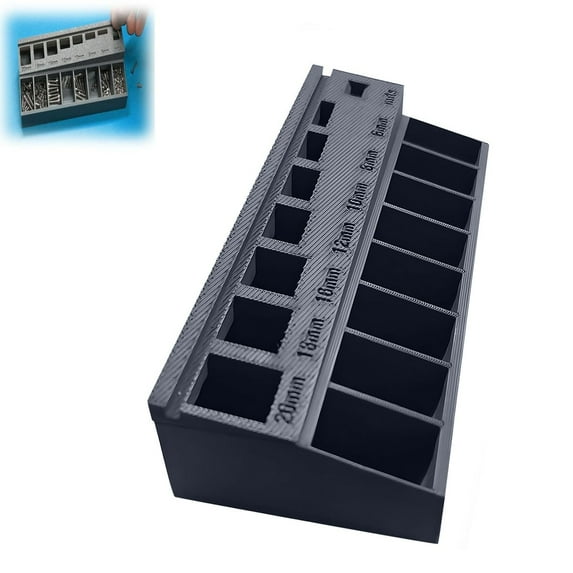 M3 Bolt Sorter, 3D Printing Bolt/Screw Length Sorter Tray with 7 Measuring Slots, Portable M3 Screw Toolbox Organizer for Precision Sort, Small Parts Organizer for Store Hardware Nuts