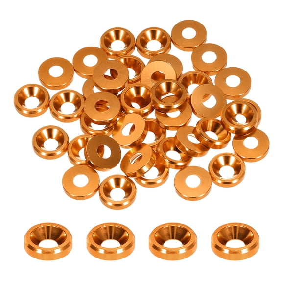 M3 Cone Cup Countersunk Washers,Hole Dia 3.1mm/0.12 Aluminum Gaskets for Screw RC 40PCS(Orange)