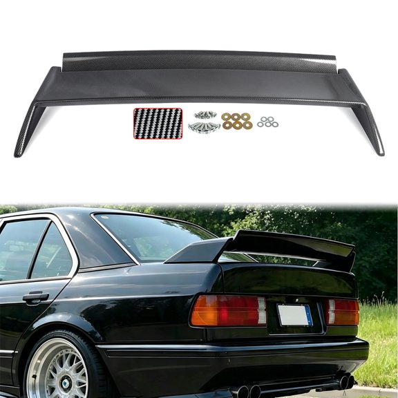 M3 EVO Style Carbon Fiber Look Rear Trunk Boot Spoiler + Gurney Flap For BMW 3 Series E30 1983-1994