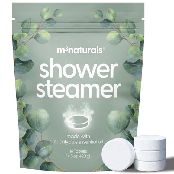 M3 Eucalyptus Aromatherapy Shower Steamers – Supports Sinus Relief, Relaxation, Sleep, and Post-Workout Recovery – 14 Individually Wrapped Essential Oil Tablets