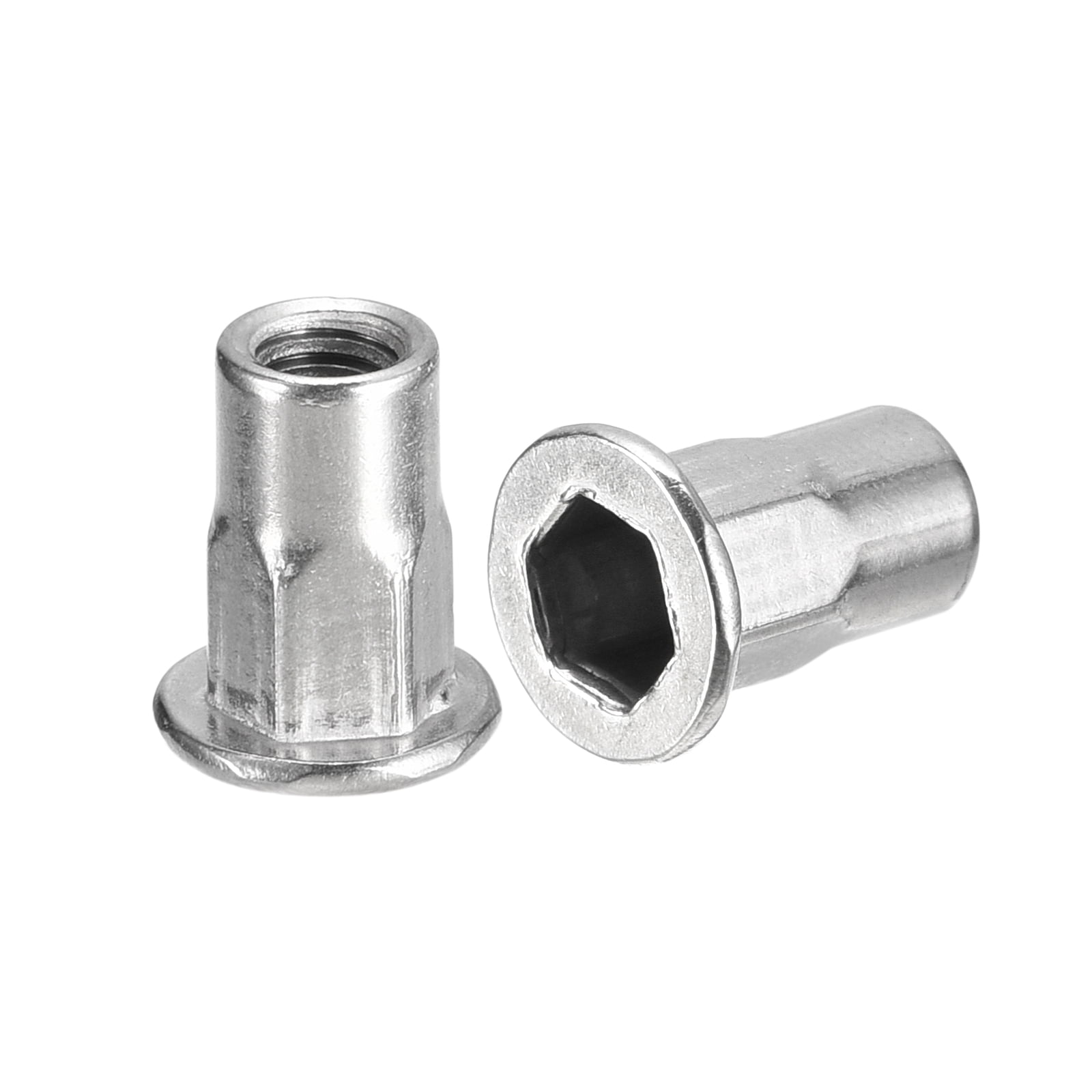 M3 Half Hex Body Rivet Nuts, 60 Pack 304 Stainless Steel Flat Head Threaded Insert Nuts