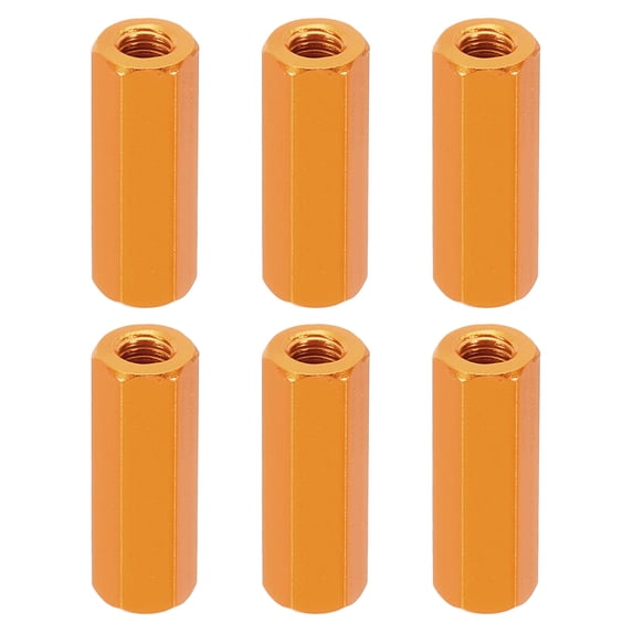 M3 Hex Nuts, 6pcs M3 Threaded Spacers Aluminum 20mm L Female Metal Spacer Screw Standoff for RC Car Drones, Golden
