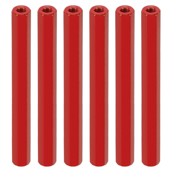 M3 Hex Nuts, 6pcs M3 Threaded Spacers Aluminum 60mm L Female Metal Spacer Screw Standoff for RC Car Drones, Red