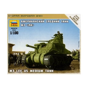 Zvezda 6264 M3 Lee US Medium Tank 1/100 Scale Model Kit | Snap-Fit No Glue WWII